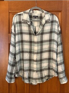 Flag and Anthem Mint, Gray & White Plaid Button-Up Shirt
